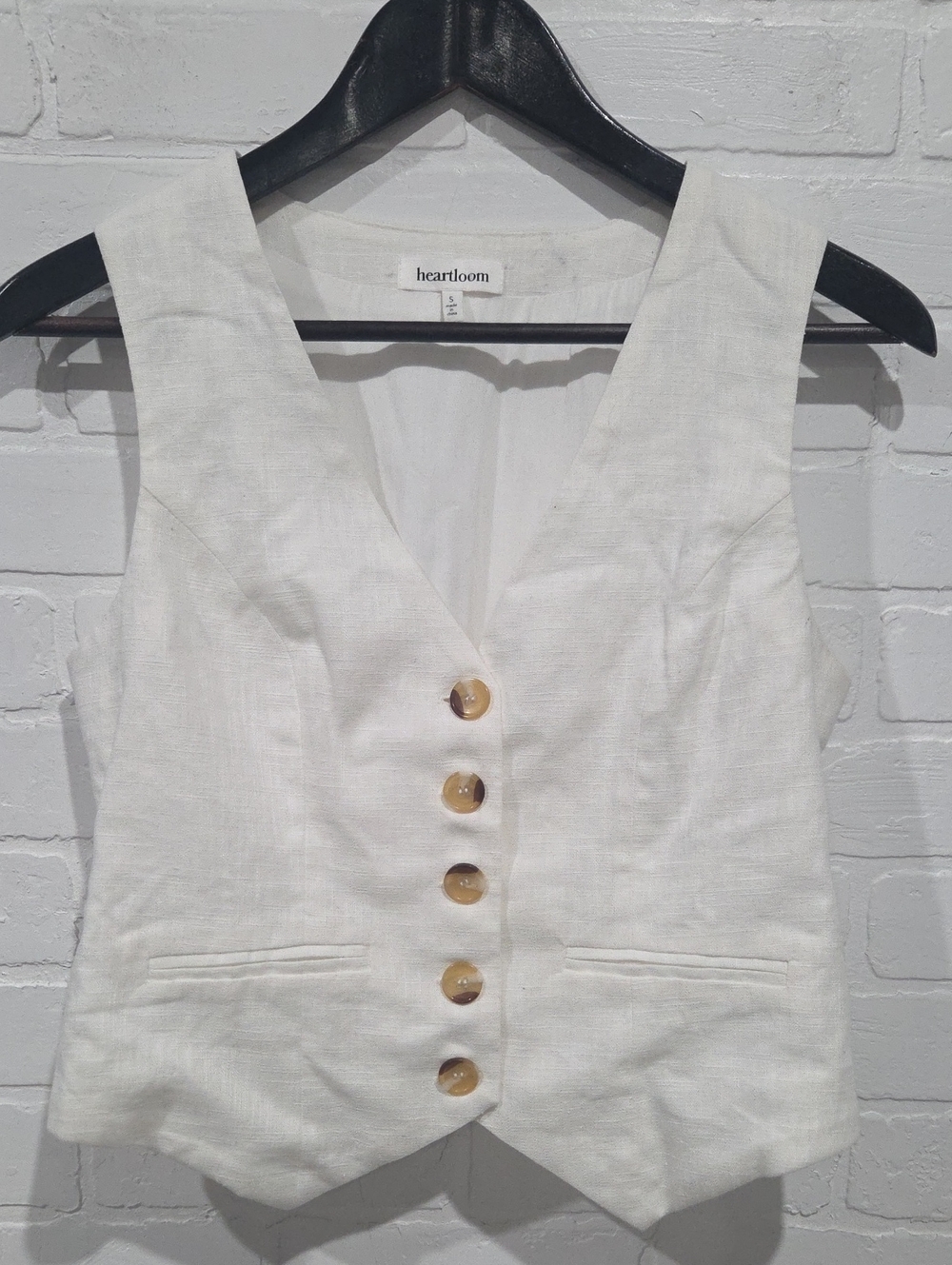 heartloom White Linen Blend Button-Front Vest Dress